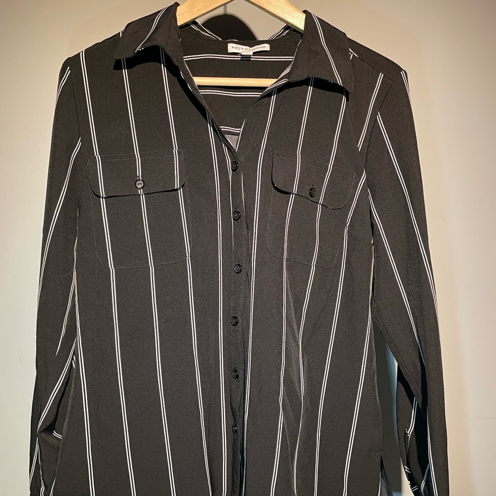 Black Striped Button-Up Shirt